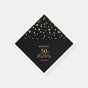 Moderne Gold & Black 50. Geburtstagsparty Napkins Serviette