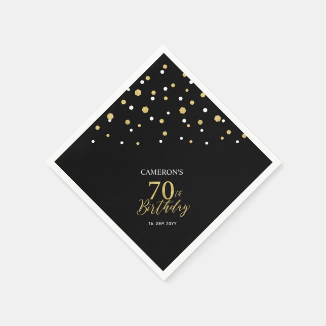 Moderne Gold & Black 70. Geburtstagsparty Napkins Serviette (Ecke)