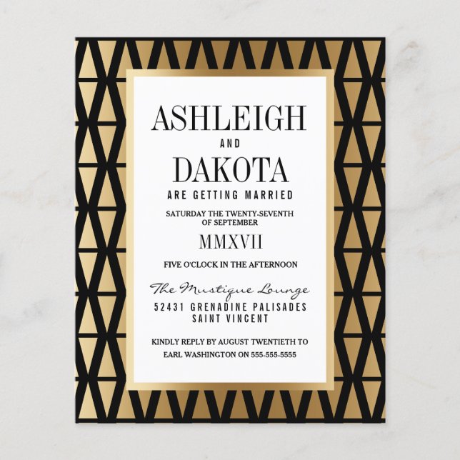 Moderne Gold & Black Geometric Wedding (Vorderseite)