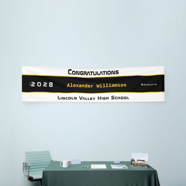 Moderne Gold Black Graduation Party Banner (Messeveranstaltung)