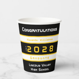 Moderne Gold Black Graduation Party Pappbecher