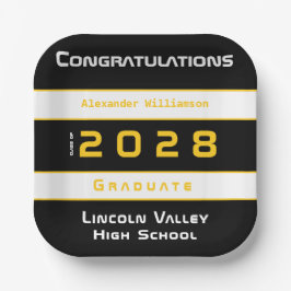 Moderne Gold Black Graduation Party Pappteller
