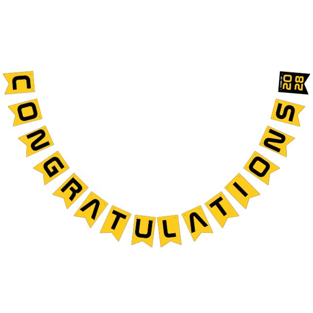 Moderne Gold Black Gratulation Graduation Party Wimpelkette (Alle)