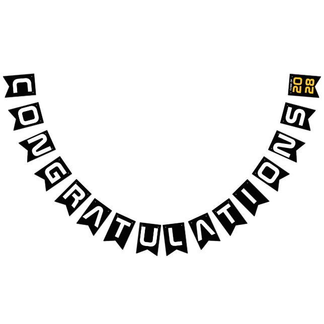 Moderne Gold Black Gratulation Graduation Party Wimpelkette (Alle)