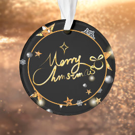 Moderne Gold Black Metallic Stars Frohe Weihnachte Ornament
