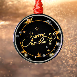 Moderne Gold Black Metallic Stars Frohe Weihnachte Ornament Aus Metall