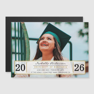 Moderne Gold Black & White Graduation Party  Foto Magneteinladung