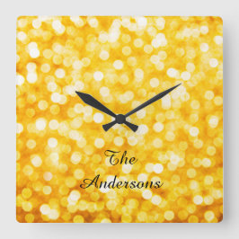 Moderne Gold-Bokeh-Wall-Uhr Quadratische Wanduhr