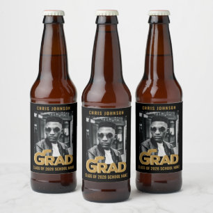 Moderne Gold Bold Typografy Foto Graduation Party Bierflaschenetikett