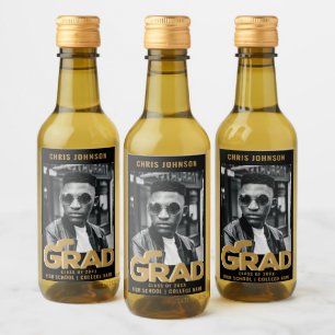 Moderne Gold Bold Typografy Foto Graduation Party Weinetikett