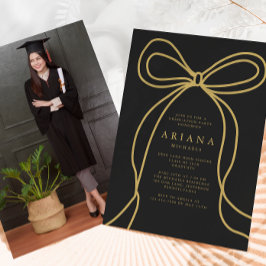 Moderne Gold Bow Foto Graduation Party Einladung