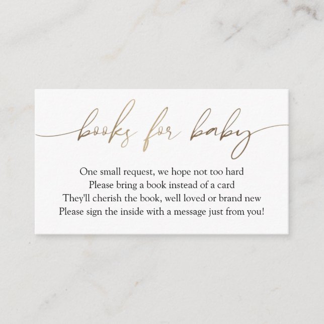 Moderne Gold Calligraphy Books für Baby Request Begleitkarte (Vorderseite)