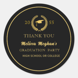 Moderne Gold Cap Graduation Party Vielen Dank Runder Aufkleber