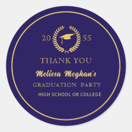 Moderne Gold Cap Graduation Party Vielen Dank Runder Aufkleber
