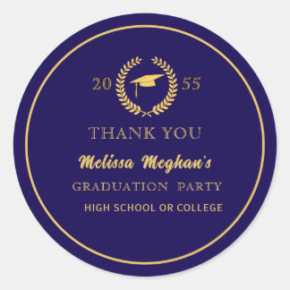 Moderne Gold Cap Graduation Party Vielen Dank Runder Aufkleber