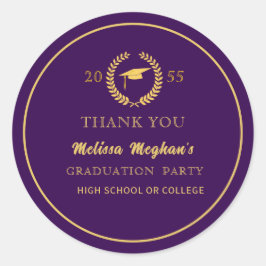 Moderne Gold Cap Graduation Party Vielen Dank Runder Aufkleber