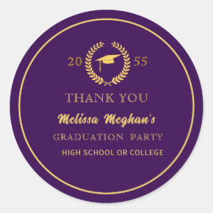 Moderne Gold Cap Graduation Party Vielen Dank Runder Aufkleber