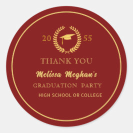 Moderne Gold Cap Graduation Party Vielen Dank Runder Aufkleber