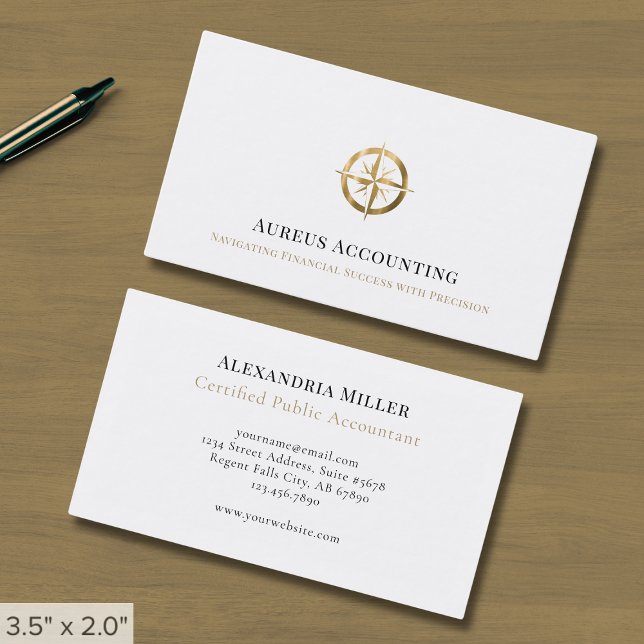 Moderne Gold Compass Business Cards für Wirtschaft Visitenkarte (Von Creator hochgeladen)