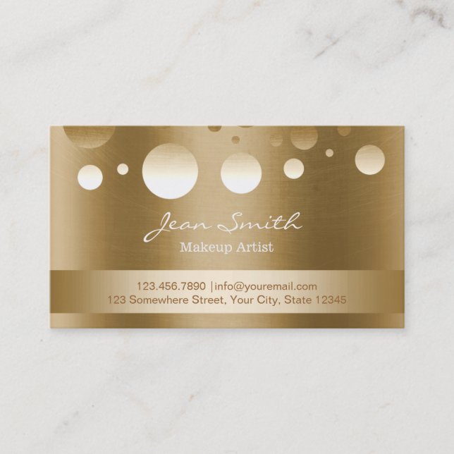 Moderne Gold Confetti Dots Makeup Artist Visitenkarte (Vorderseite)