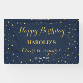 Moderne Gold Confetti Marine 50. Geburtstagsgrundi Banner