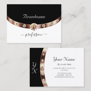 Moderne Gold-Diamanten für Schwarz und Weiß Rose Visitenkarte