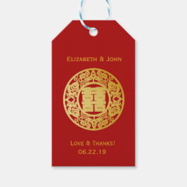 Moderne Gold Double Happiness Wedding No.3 Geschenkanhänger
