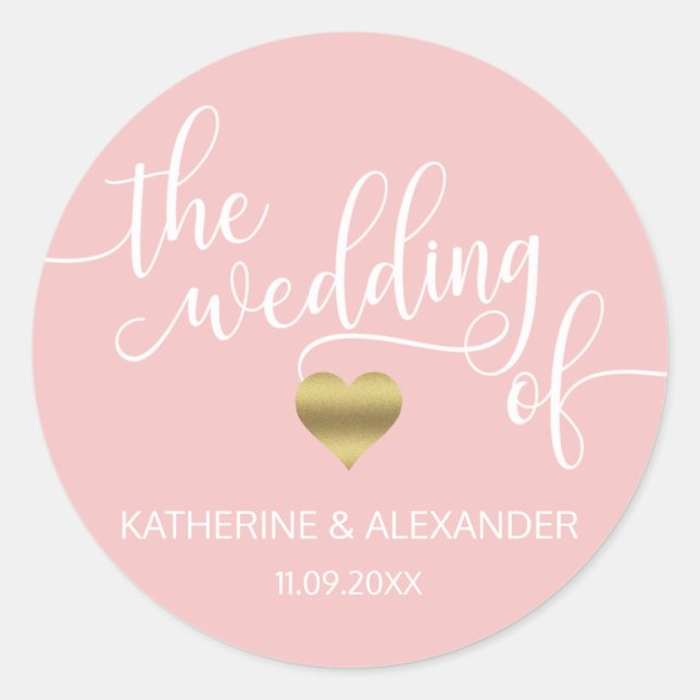 Moderne Gold Dusty Rose Pink The WEDING Siegel Runder Aufkleber (Vorderseite)