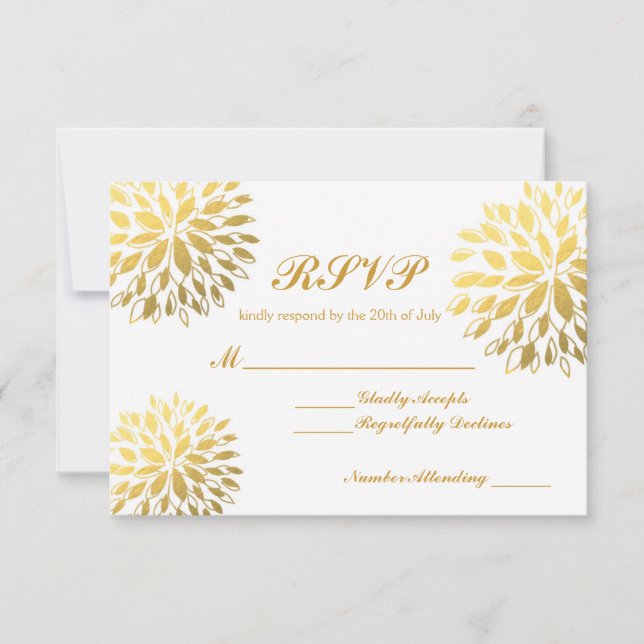 Moderne Gold Foil Floral Moderne UAWG Wedding Card RSVP Karte (Vorderseite)