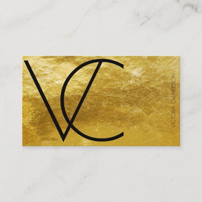 Moderne Gold Foil-Initialen einfach Visitenkarte (Vorderseite)