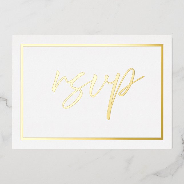Moderne Gold Foil Wedding RSVP Foil Einladung (Vorderseite)