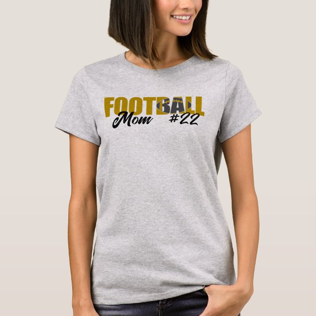 Moderne Gold Football Mama T-Shirt (Vorderseite)