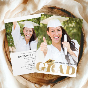 Moderne Gold Foto Graduation Party Einladung