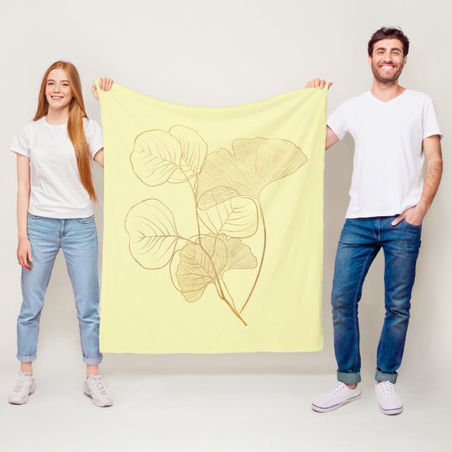 Moderne Gold Gingko-Blätter Fleecedecke (Beispiel)
