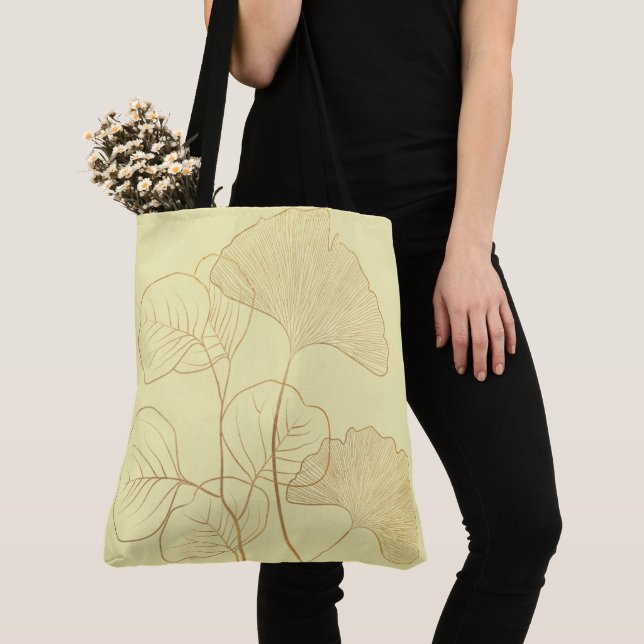 Moderne Gold Gingko-Blätter Tasche (Von Nahem)