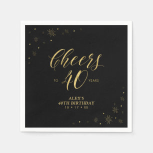 Moderne Gold Glanz & Prost 40. Geburtstagsfeier Serviette