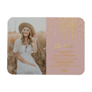 Moderne Gold-Glitter-Abschlussfeier-Foto-Einladung Magnet