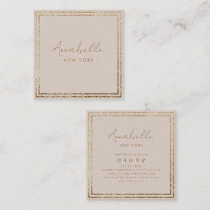 Moderne Gold Glitter & Beige Rahmen Minimal Quadratische Visitenkarte