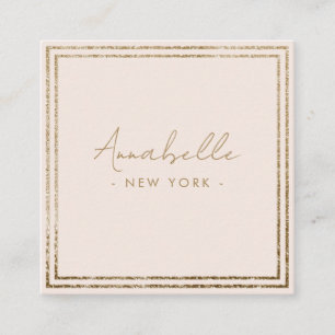 Moderne Gold Glitter & Blush Pink Rahmen Minimal Quadratische Visitenkarte