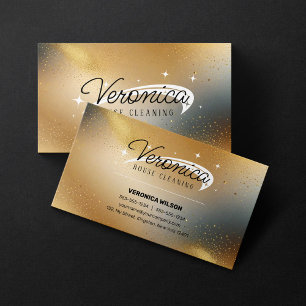 Moderne Gold Glitter Farb Reinigungsdienstleistung Visitenkarte