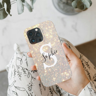 Moderne Gold Glitter Funken Persönliche Initial iPhone 13 Pro Hülle
