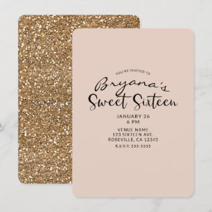 Moderne Gold Glitter Glam Sweet 16 Sechzehn Party Einladung