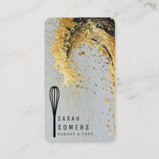 Moderne Gold Glitter Schneebesen Bäckerei Visitenkarte