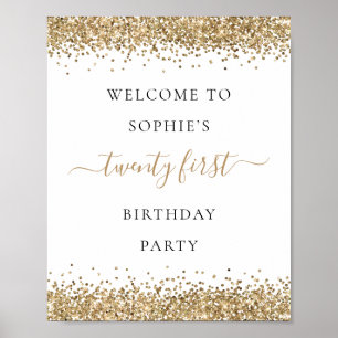 Moderne Gold-Glitter-Willkommensparty zum 21. Gebu Poster
