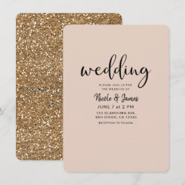 Moderne Gold Glitzer Glam JEDE FARBE Hochzeit Einladung
