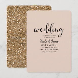 Moderne Gold Glitzer Glam JEDE FARBE Hochzeit Einladung