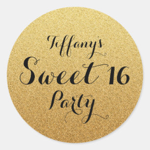 Moderne Gold Glitzer Imitate Ombre Sweet 16 Aufkle Runder Aufkleber