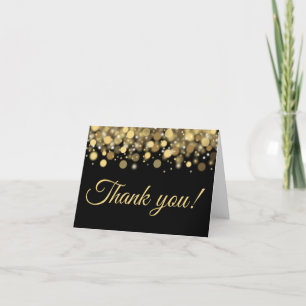 Moderne Gold Glitzer Lights auf Black Dankeskarte