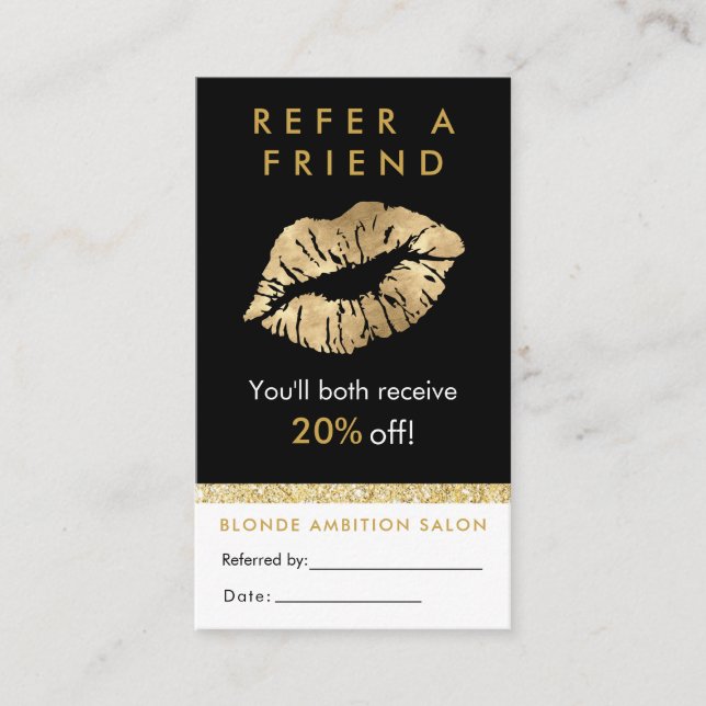 Moderne Gold Glitzer Lips Salon Bezahlkarte Visitenkarte (Vorderseite)
