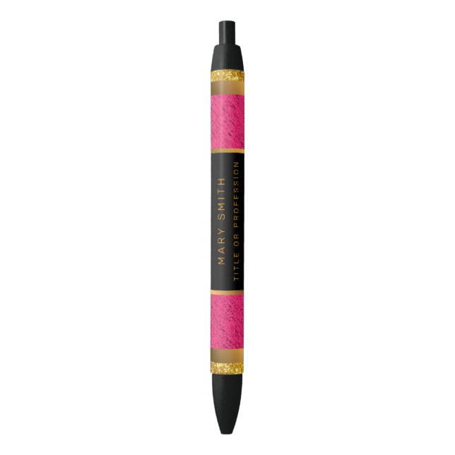 Moderne Gold Glitzer Pink Linde Kugelschreiber (Vorderseite Vertikal)